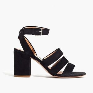 Madewell black suede sandal, chunky heels, 9,5 sz